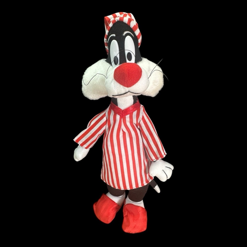 WB Looney Tunes SYLVESTER CAT IN PAJAMAS 15" Plush Stuffed Animal Vintage 1997